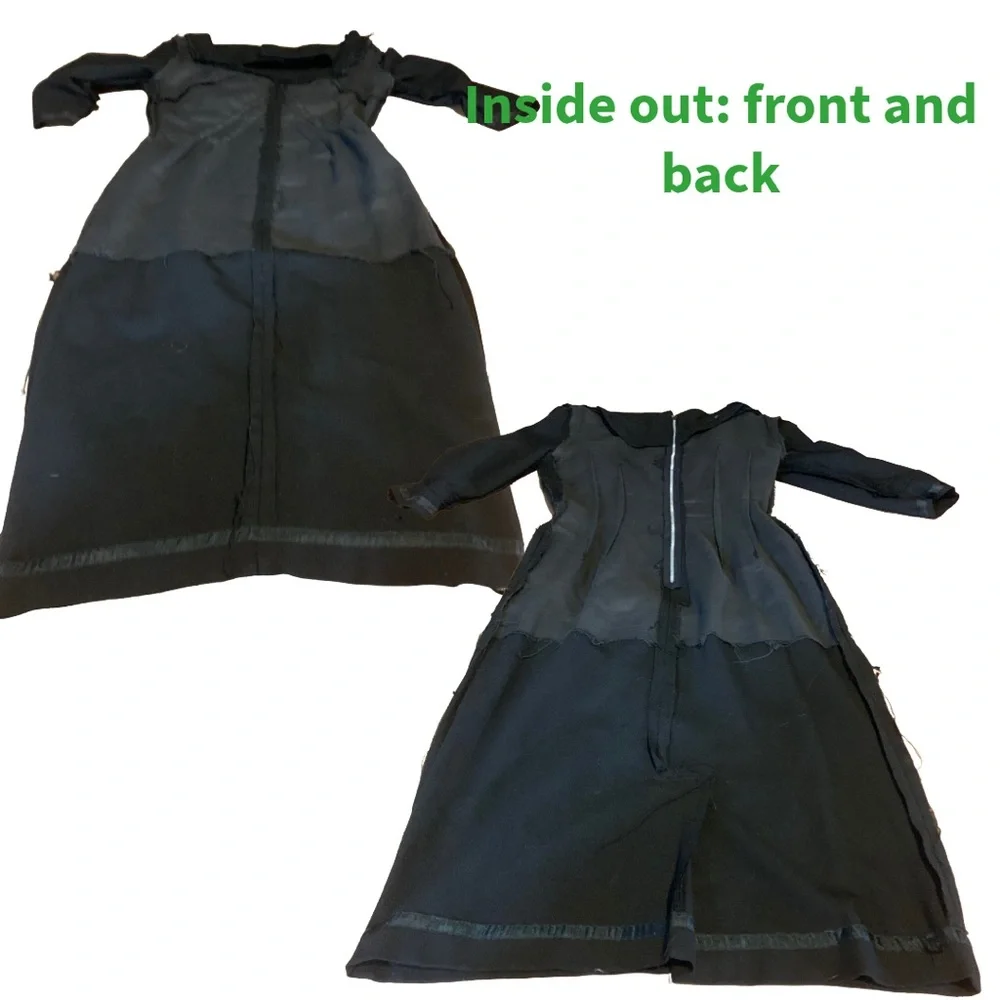 VINTAGE 1960'S CAROL CRAIG BLACK WOOL COCKTAIL WIGGLE DRESS (S) - Picture 11 of 14